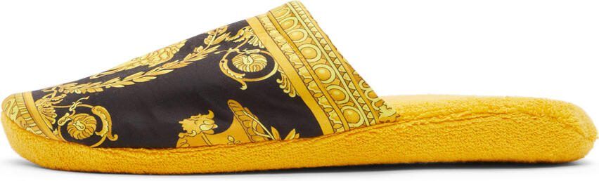 Versace Black  Gold Baroque Slippers - Picture 4