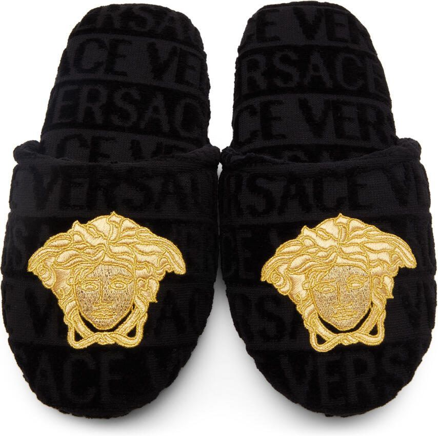 Versace Underwear Black  Gold I Love Barocco Slippers