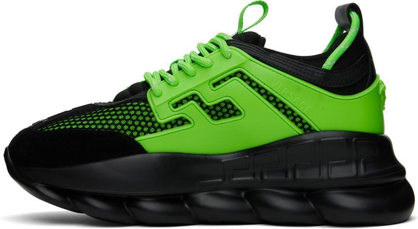 Versace Black  Green Chain Reaction Sneakers - Picture 3