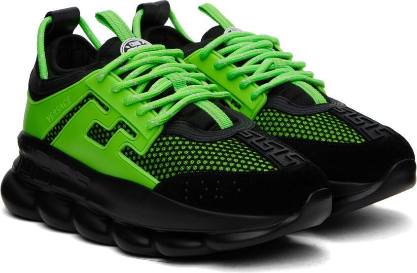 Versace Black  Green Chain Reaction Sneakers - Picture 2