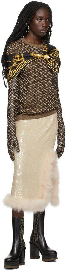 Versace Black  Khaki La Greca Boots - Picture 3