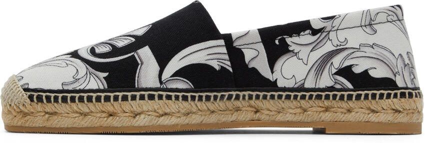Versace Black  White Baroque Espadrilles - Picture 3