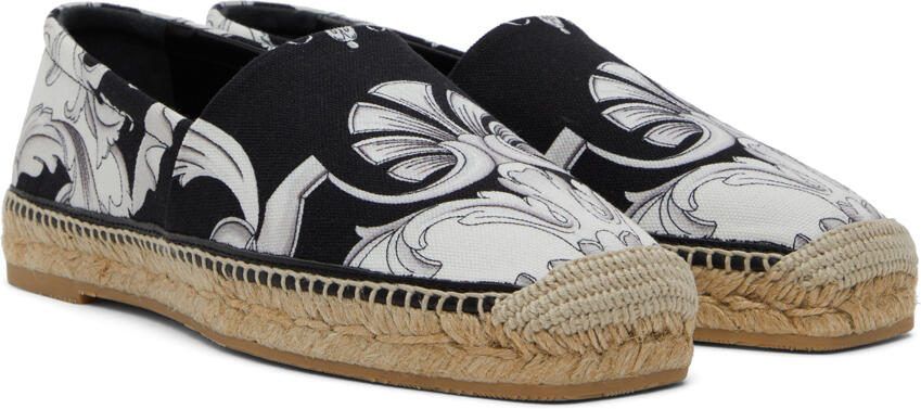 Versace Black  White Baroque Espadrilles - Picture 2