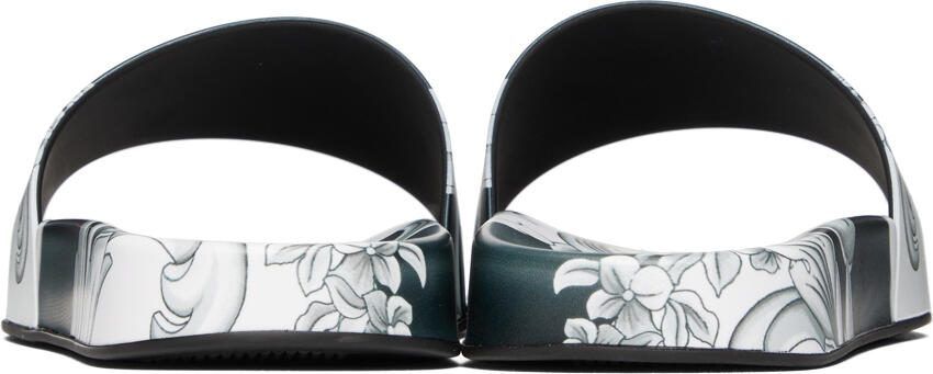 Versace Black  White Baroque Slides