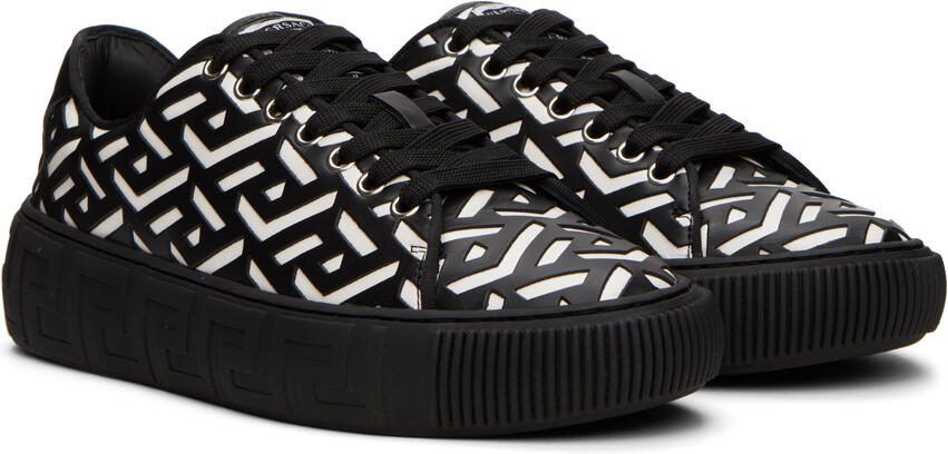 Versace Black  White Greca Sneakers - Picture 2
