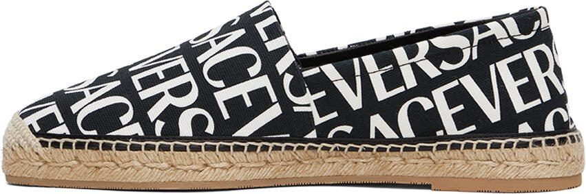 Versace Black  White Logo Espadrilles - Picture 4
