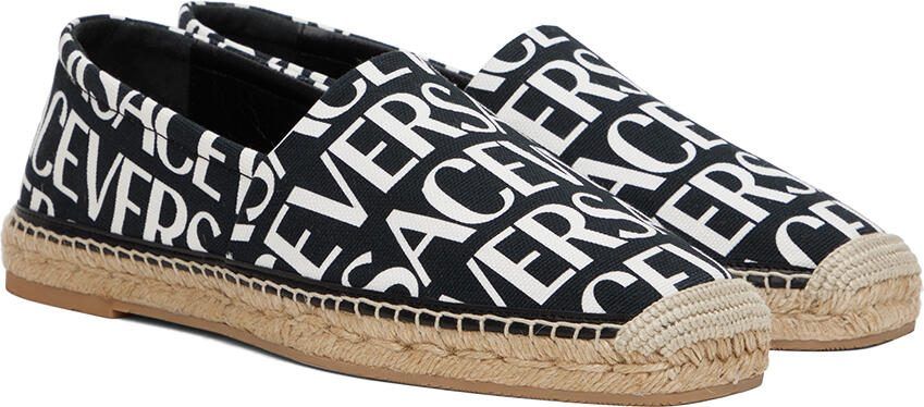Versace Black  White Logo Espadrilles - Picture 2