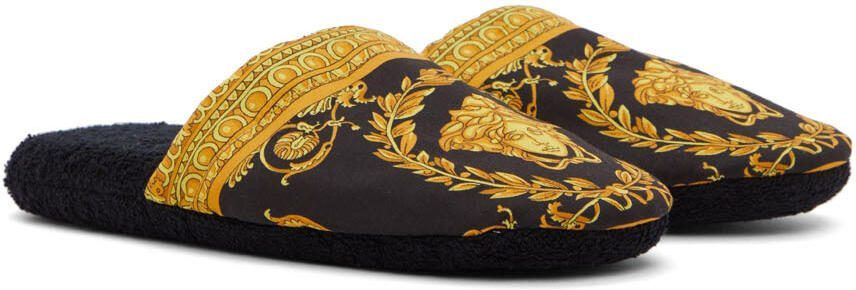 Versace Black Baroque Slippers - Picture 2