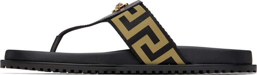 Versace Black Medusa Greca Sandals - Picture 4