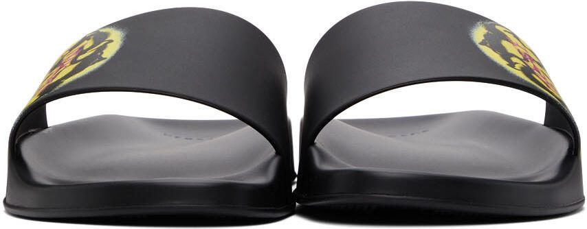 Versace Black Smiling Medusa Slip-On Sandals - Picture 3
