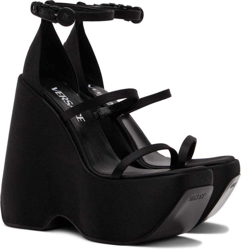 Versace Black Strappy Heeled Sandals - Picture 2