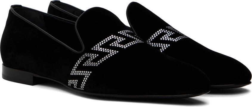 Versace Black Studded Greca Loafers - Picture 2