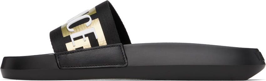 Versace Black Webbing Slides - Picture 3