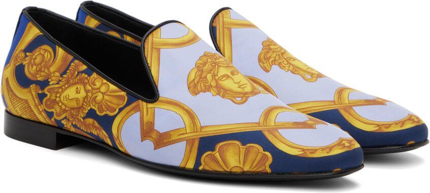 Versace Blue  Gold Barocco 660 Slippers - Picture 2