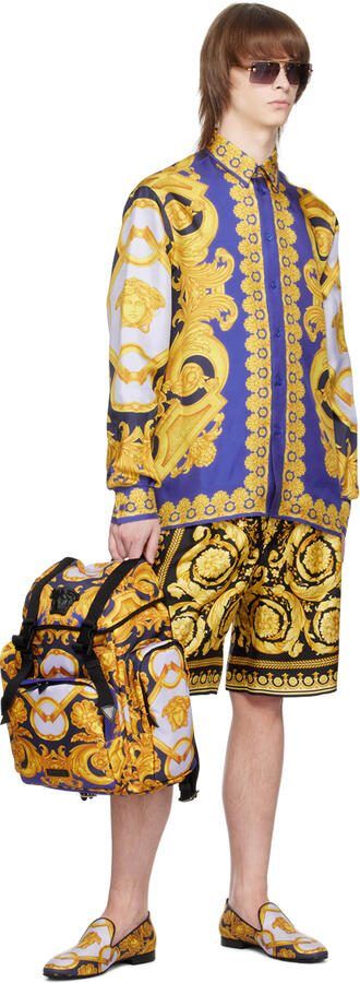 Versace Blue  Gold Barocco 660 Slippers - Picture 3