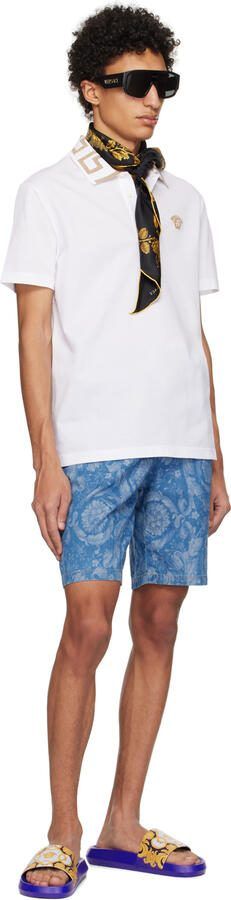 Versace Blue Barocco Slides - Picture 4