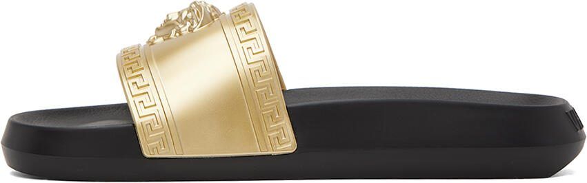 Versace Gold  Black Medusa Slides - Picture 4