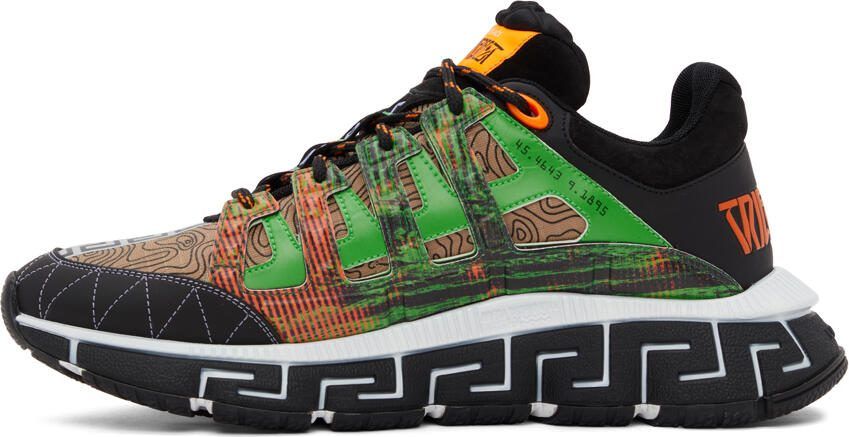 Versace Green  Orange Trigreca Low-Top Sneakers - Picture 3