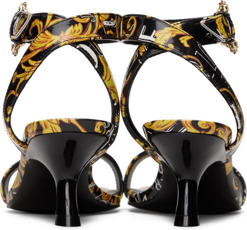 Versace Jeans Couture Black  Gold Fiona Heeled Sandals