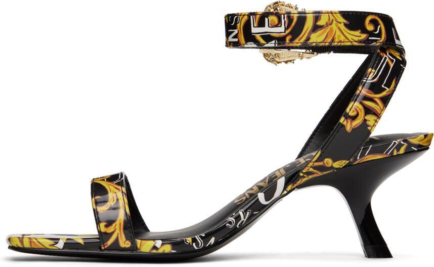 Versace Jeans Couture Black  Gold Fiona Heeled Sandals - Picture 3