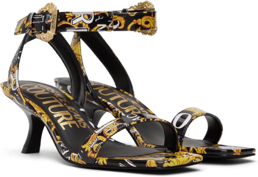 Versace Jeans Couture Black  Gold Fiona Heeled Sandals - Picture 2