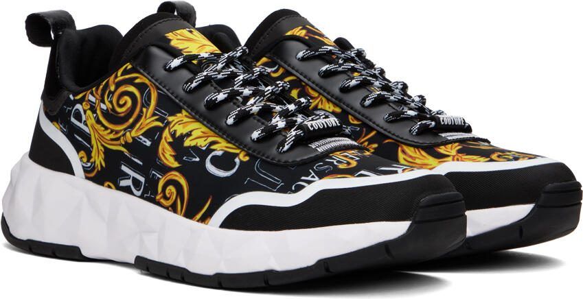 Versace Jeans Couture Black  Gold Graphic Sneakers - Picture 2