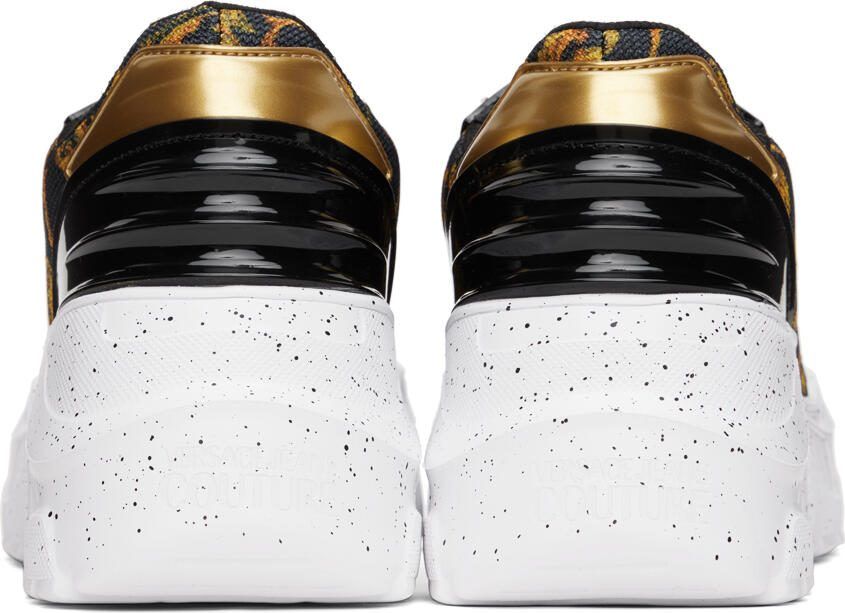 Versace Jeans Couture Black  Gold Printed Sneakers