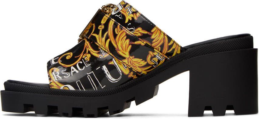 Versace Jeans Couture Black  Gold Winny Heeled Sandals - Picture 3