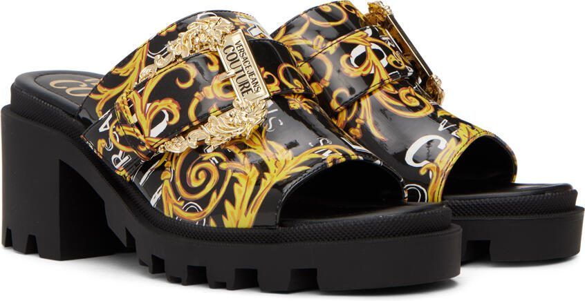 Versace Jeans Couture Black  Gold Winny Heeled Sandals - Picture 2