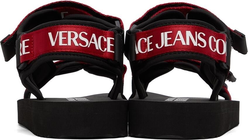 Versace Jeans Couture Black  Red Fondo Strap Sandals
