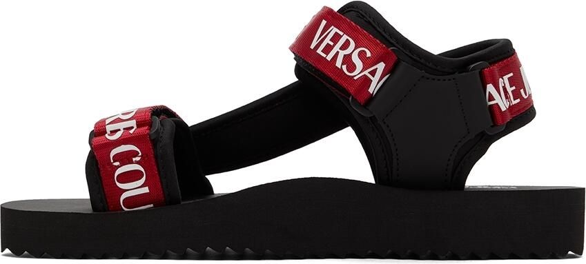 Versace Jeans Couture Black  Red Fondo Strap Sandals - Picture 3