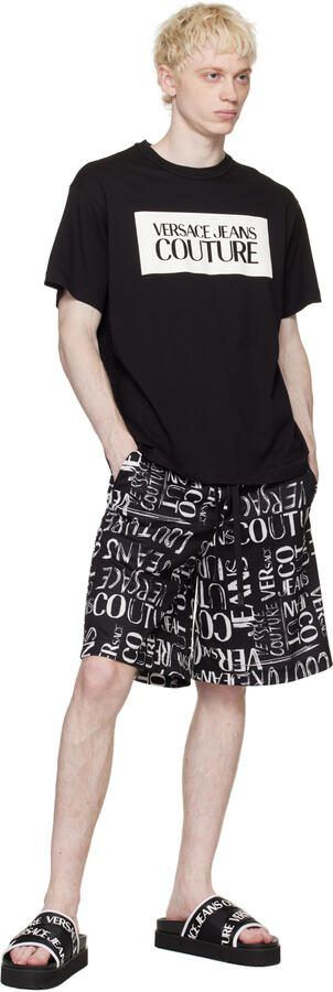Versace Jeans Couture Black  White Logo Platform Sandals - Picture 4
