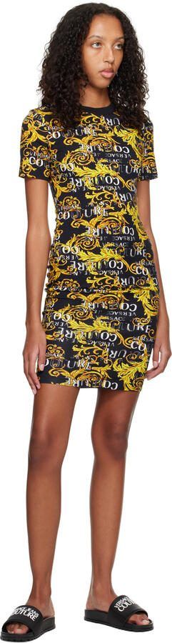 Versace Jeans Couture Black Embossed Pool Slides - Picture 4