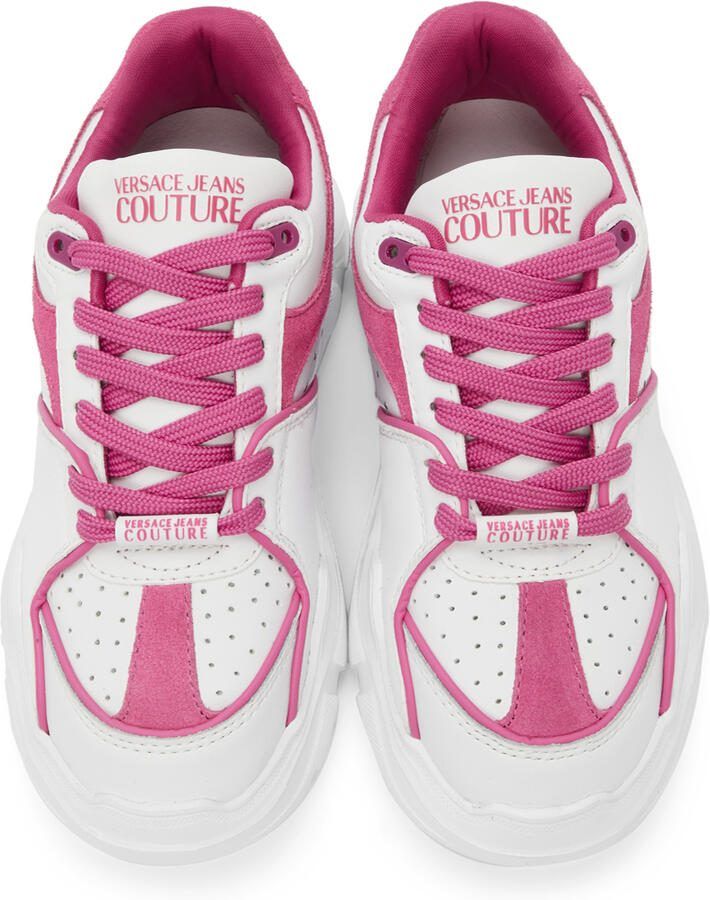 Versace Jeans Couture Off-White  Pink Speedtrack Low Sneakers