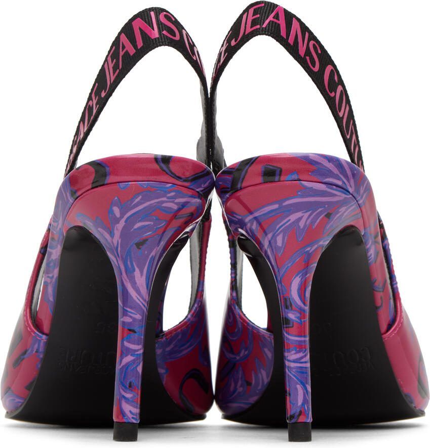 Versace Jeans Couture Pink  Purple Barocco Scarlett Slingback Heels