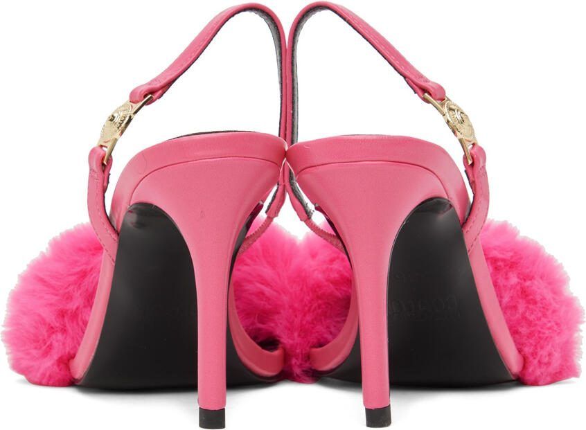 Versace Jeans Couture Pink Fur Emily Heeled Sandals - Picture 2