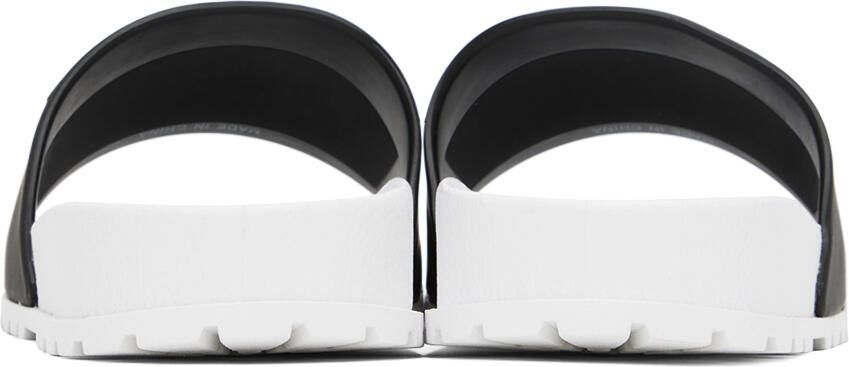 Versace Jeans Couture White  Black Embossed Pool Slides