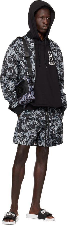 Versace Jeans Couture White  Black Embossed Pool Slides - Picture 3