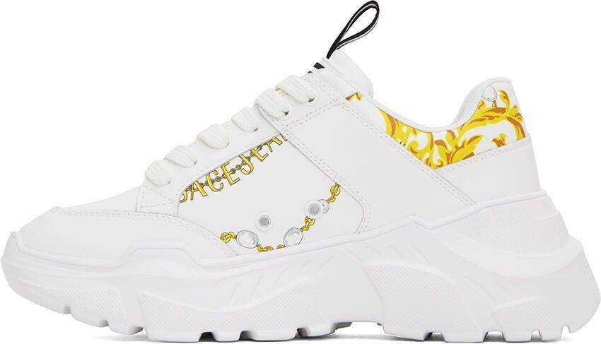 Versace Jeans Couture White  Gold Speedtrack Sneakers - Picture 5