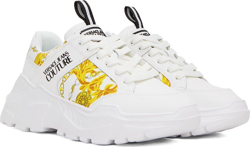 Versace Jeans Couture White  Gold Speedtrack Sneakers - Picture 4