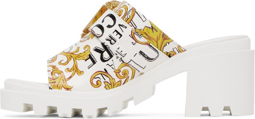 Versace Jeans Couture White  Gold Winny Heeled Sandals - Picture 3