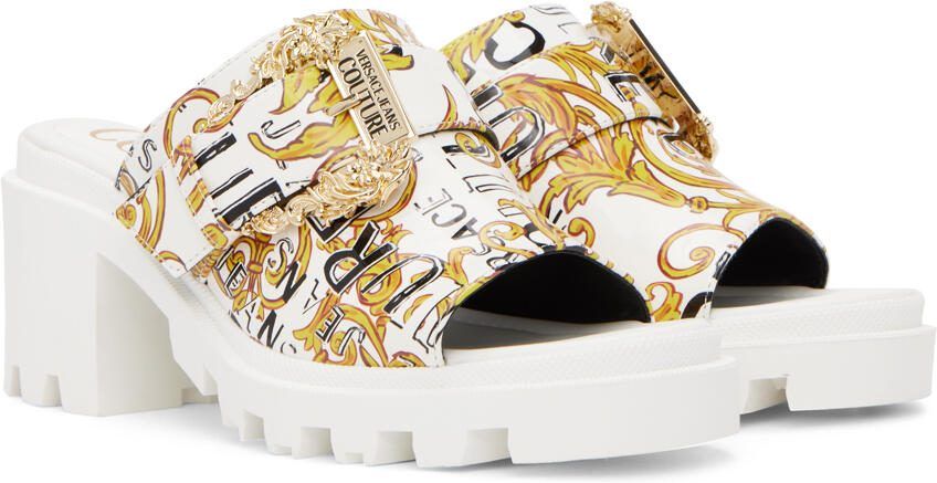 Versace Jeans Couture White  Gold Winny Heeled Sandals - Picture 2