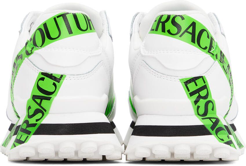 Versace Jeans Couture White  Green Spyke Sneakers