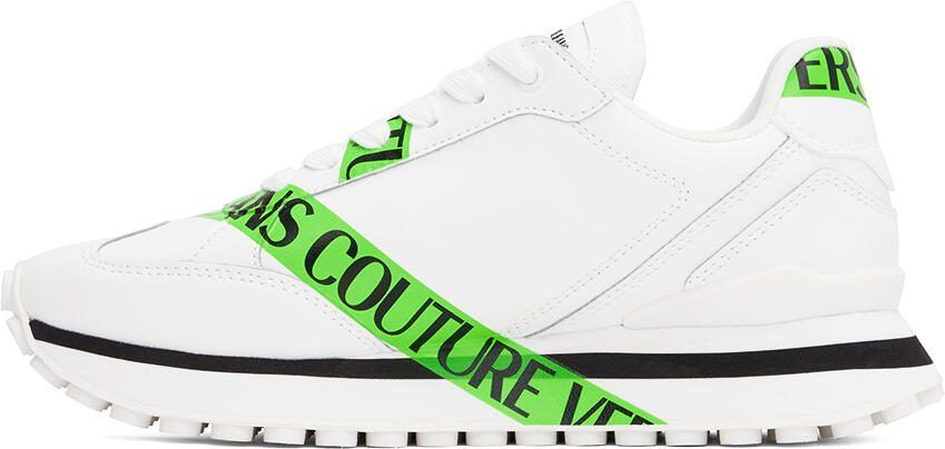 Versace Jeans Couture White  Green Spyke Sneakers - Picture 3
