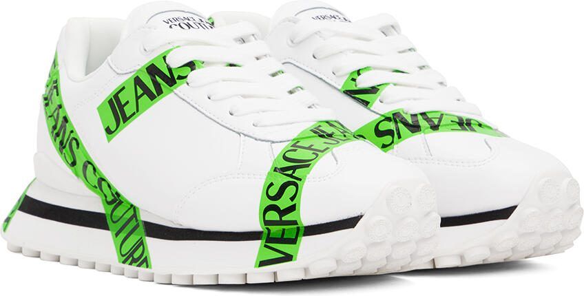 Versace Jeans Couture White  Green Spyke Sneakers - Picture 2