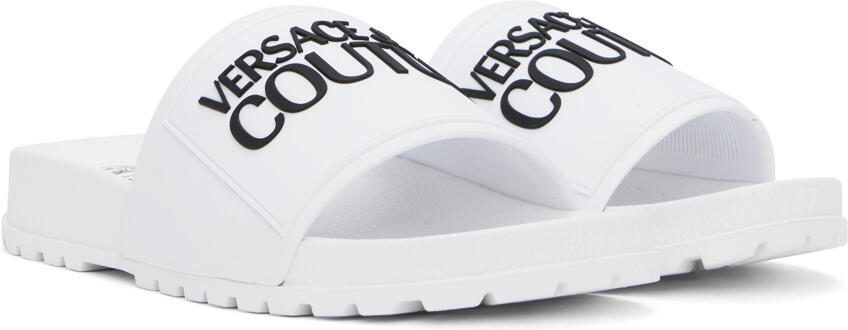 Versace Jeans Couture White Embossed Pool Slides - Picture 2