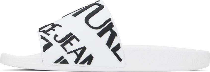 Versace Jeans Couture White Embossed Pool Slides - Picture 3