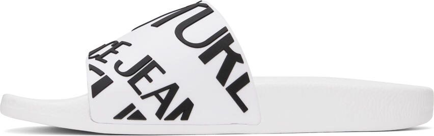 Versace Jeans Couture White Logo Slides - Picture 4