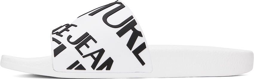 Versace Jeans Couture White Logo Slides - Picture 4
