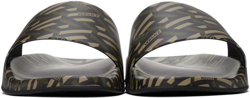 Versace Khaki Monogram Slides - Picture 3